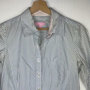 Lilly Pulitzer Women's Blue/White Striped Button down‎ Shirt Top Size 4